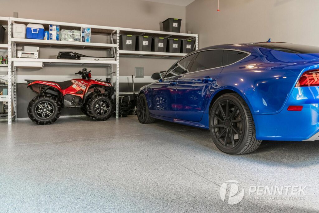wire shelving in a garage