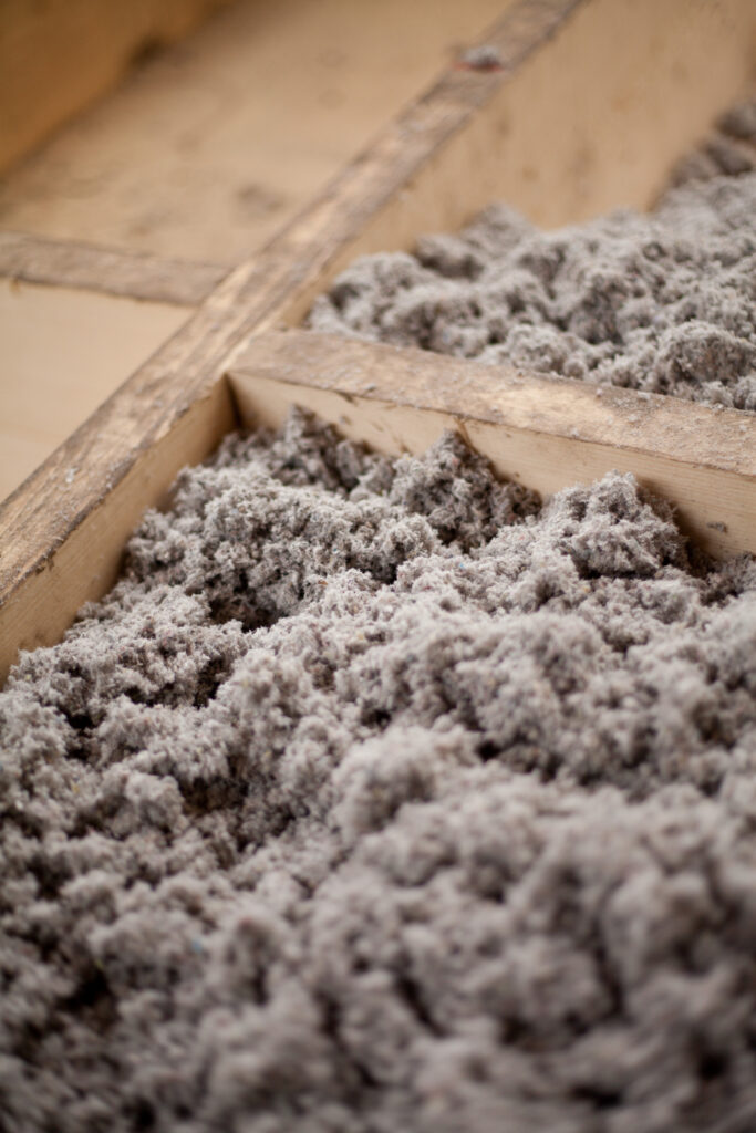 A close up of cellulose insulation